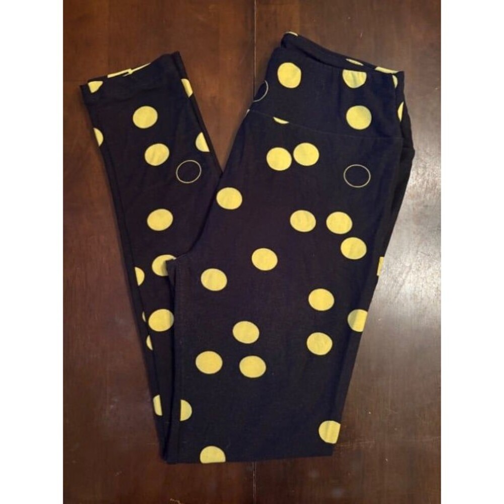 LuLaRoe Leggings vintage classic polka dots black and yellow hard to find modal